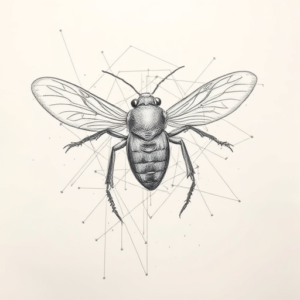 Chaotic Graphite Pencil Sketch Cicada Tattoo