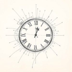 Chaotic Graphite Pencil Sketch Clock Tattoo