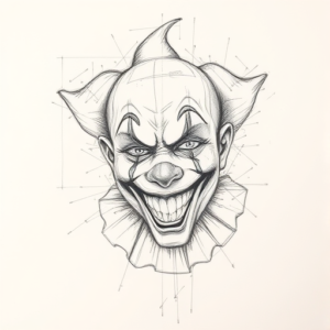 Chaotic Graphite Pencil Sketch Clown Tattoo