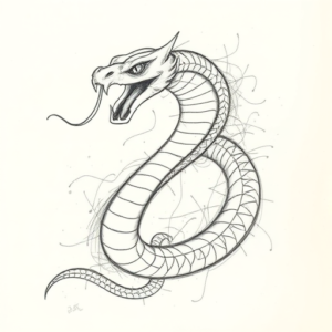 Chaotic Graphite Pencil Sketch Cobra Tattoo