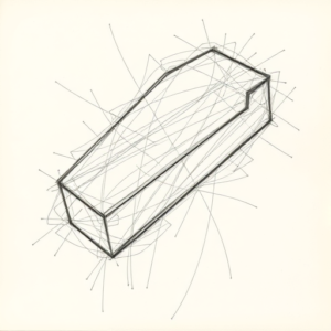 Chaotic Graphite Pencil Sketch Coffin Tattoo