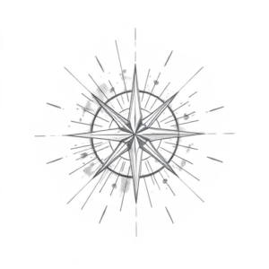 Chaotic Graphite Pencil Sketch Compass Tattoo