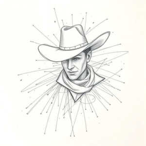 Chaotic Graphite Pencil Sketch Cowboy Tattoo