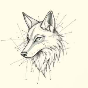 Chaotic Graphite Pencil Sketch Coyote Tattoo