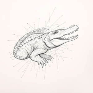 Chaotic Graphite Pencil Sketch Crocodile Tattoo