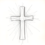 Chaotic Graphite Pencil Sketch Cross Tattoo