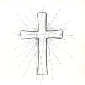 Chaotic Graphite Pencil Sketch Cross Tattoo