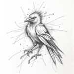 Chaotic Graphite Pencil Sketch Crow Tattoo