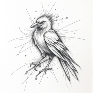 Chaotic Graphite Pencil Sketch Crow Tattoo