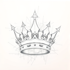 Chaotic Graphite Pencil Sketch Crown Tattoo