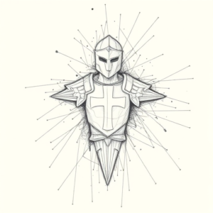 Chaotic Graphite Pencil Sketch Crusader Tattoo