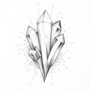 Chaotic Graphite Pencil Sketch Crystal Tattoo