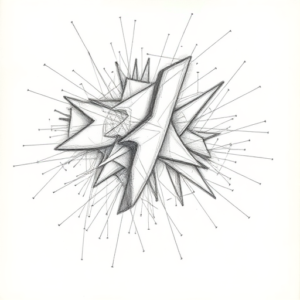 Chaotic Graphite Pencil Sketch Cyber Tattoo