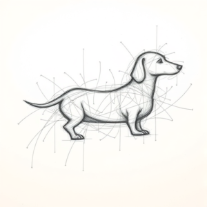 Chaotic Graphite Pencil Sketch Dachshund Tattoo