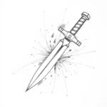 Chaotic Graphite Pencil Sketch Dagger Tattoo