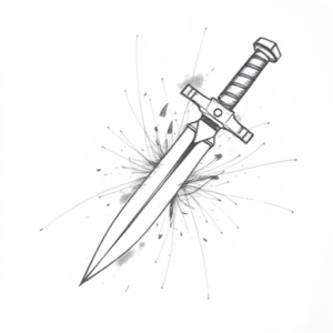 Chaotic Graphite Pencil Sketch Dagger Tattoo