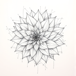 Chaotic Graphite Pencil Sketch Dahlia Tattoo
