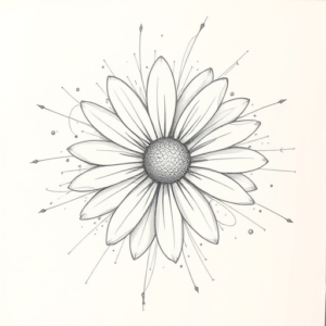 Chaotic Graphite Pencil Sketch Daisy Tattoo