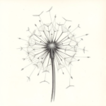 Chaotic Graphite Pencil Sketch Dandelion Tattoo