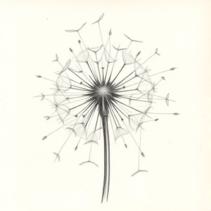 Chaotic Graphite Pencil Sketch Dandelion Tattoo