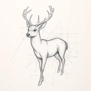 Chaotic Graphite Pencil Sketch Deer Tattoo