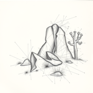 Chaotic Graphite Pencil Sketch Desert Tattoo