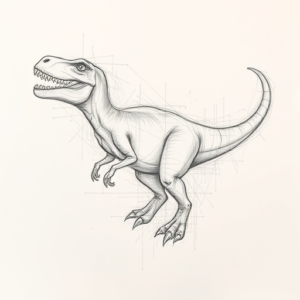 Chaotic Graphite Pencil Sketch Dinosaur Tattoo