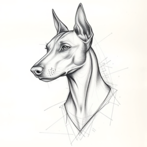 Chaotic Graphite Pencil Sketch Doberman Tattoo