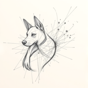 Chaotic Graphite Pencil Sketch Dog Tattoo