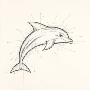 Chaotic Graphite Pencil Sketch Dolphin Tattoo
