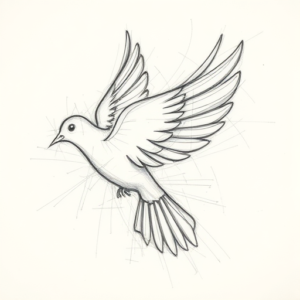 Chaotic Graphite Pencil Sketch Dove Tattoo