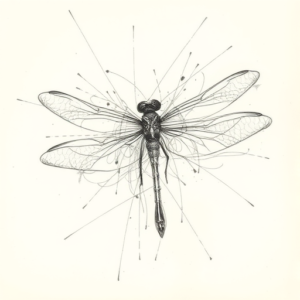 Chaotic Graphite Pencil Sketch Dragonfly Tattoo