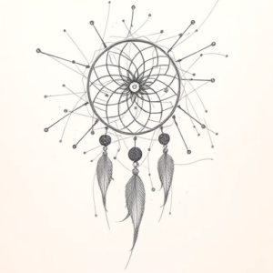 Chaotic Graphite Pencil Sketch Dreamcatcher Tattoo