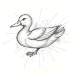 Chaotic Graphite Pencil Sketch Duck Tattoo