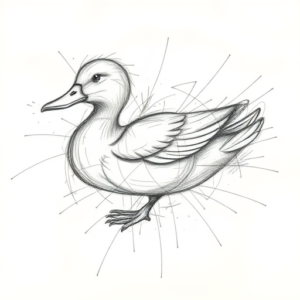 Chaotic Graphite Pencil Sketch Duck Tattoo