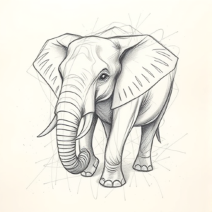 Chaotic Graphite Pencil Sketch Elephant Tattoo