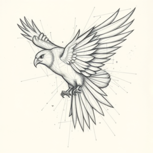 Chaotic Graphite Pencil Sketch Falcon Tattoo