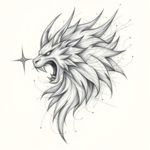 Chaotic Graphite Pencil Sketch Fenrir Tattoo