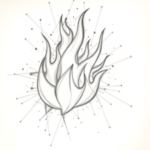 Chaotic Graphite Pencil Sketch Fire Tattoo