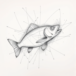 Chaotic Graphite Pencil Sketch Fishing Tattoo