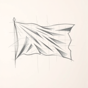 Chaotic Graphite Pencil Sketch Flag Tattoo