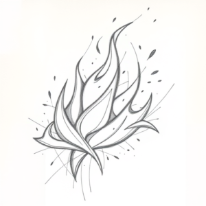 Chaotic Graphite Pencil Sketch Flame Tattoo
