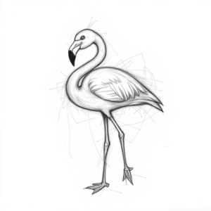 Chaotic Graphite Pencil Sketch Flamingo Tattoo