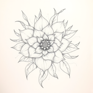 Chaotic Graphite Pencil Sketch Floral Tattoo