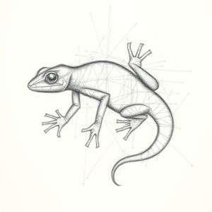 Chaotic Graphite Pencil Sketch Gecko Tattoo