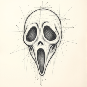 Chaotic Graphite Pencil Sketch Ghostface Tattoo