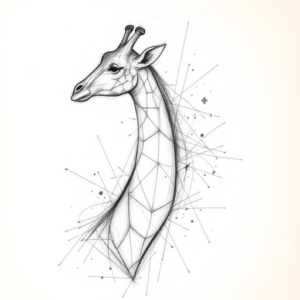 Chaotic Graphite Pencil Sketch Giraffe Tattoo