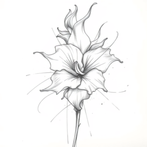 Chaotic Graphite Pencil Sketch Gladiolus Tattoo