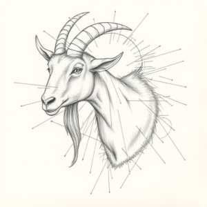 Chaotic Graphite Pencil Sketch Goat Tattoo
