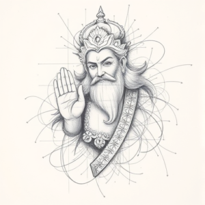 Chaotic Graphite Pencil Sketch God Tattoo